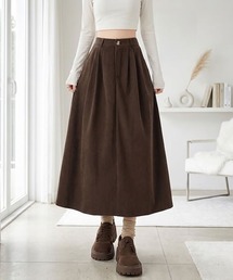 サイドポケット付き コーデュロイ フレアロングスカート