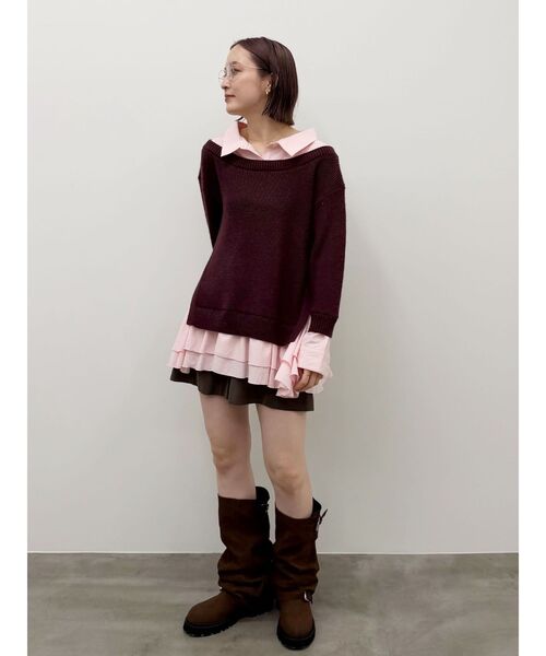 LAGUNAMOON(ラグナムーン)の「シャツドッキングニットチュニック(ニット/セーター・レディース・ネイビー/その他1/ボルドー・FREE)」の11枚目の写真
