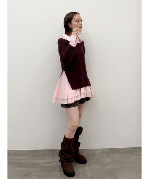 LAGUNAMOON(ラグナムーン)の「シャツドッキングニットチュニック(ニット/セーター・レディース・ネイビー/その他1/ボルドー・FREE)」の12枚目の写真