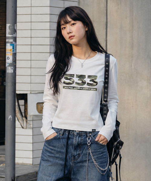 PEID（ペイド）の「PD 533 スリムフィット長袖Tシャツ 2カラー（Tシャツ/カットソー・レディース・ブラック/ホワイト・X-SMALL/SMALL/MEDIUM）」の3枚目の写真
