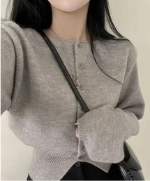 ふんわり上品コンパクトシンプルニットカーディガン