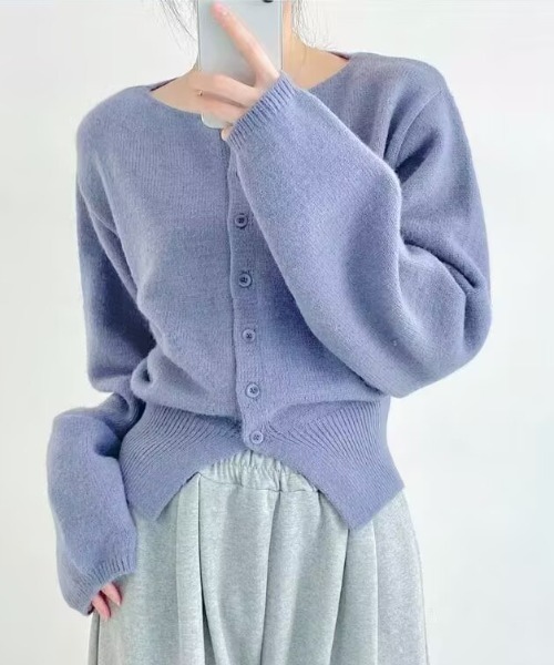 semuse（セミューズ）の「ふんわり上品コンパクトシンプルニットカーディガン（カーディガン/ボレロ・レディース・ブラック/アイボリー/ピンク/グレー/ブルー・FREE）」の4枚目の写真
