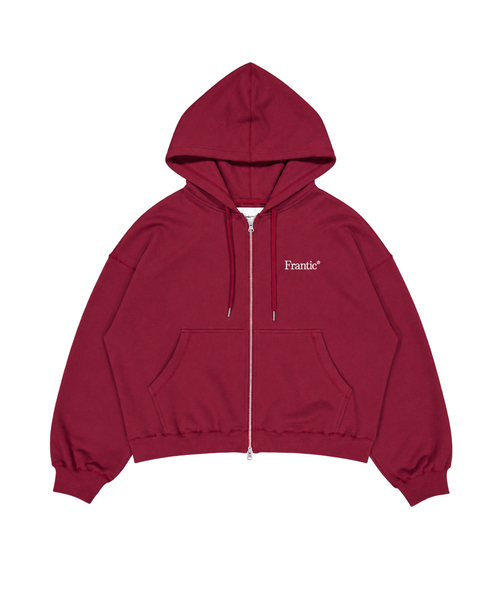 FRANTICSERVICE(フランティックサービス)の「STAPLE オーバーサイズ ジップアップパーカー - バーガンディ(パーカー・レディース・バーガンディー・FREE)」の1枚目の写真