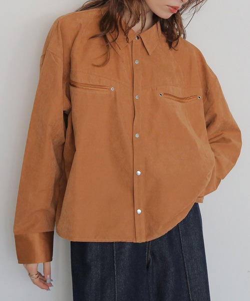 CLEIO(クレイオ)の「【CLEIO】スウェードライクウエスタンシャツ SUEDE LIKE WESTERN SHIRT(シャツ/ブラウス・レディース・アッシュブラウン/テラコッタ/ライトベージュ・FREE)」の3枚目の写真
