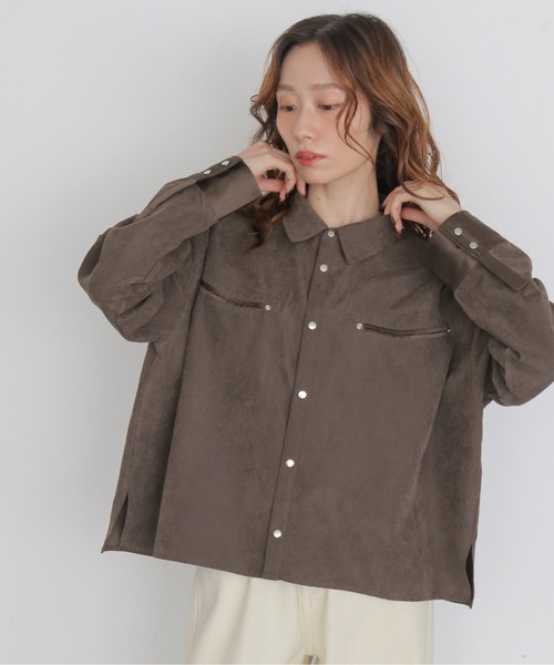 CLEIO(クレイオ)の「【CLEIO】スウェードライクウエスタンシャツ SUEDE LIKE WESTERN SHIRT(シャツ/ブラウス・レディース・アッシュブラウン/テラコッタ/ライトベージュ・FREE)」の4枚目の写真