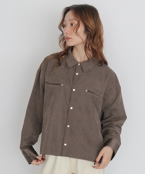CLEIO(クレイオ)の「【CLEIO】スウェードライクウエスタンシャツ SUEDE LIKE WESTERN SHIRT(シャツ/ブラウス・レディース・アッシュブラウン/テラコッタ/ライトベージュ・FREE)」の5枚目の写真