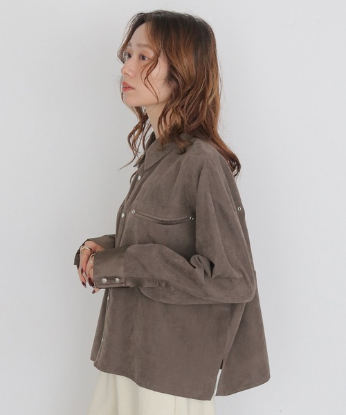 CLEIO(クレイオ)の「【CLEIO】スウェードライクウエスタンシャツ SUEDE LIKE WESTERN SHIRT(シャツ/ブラウス・レディース・アッシュブラウン/テラコッタ/ライトベージュ・FREE)」の6枚目の写真
