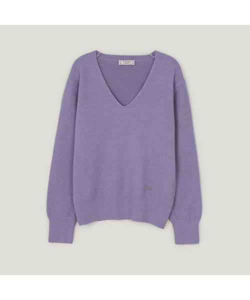 TWEE(トゥウィー)の「CULT Vネック ビビッド長袖ニット(ニット/セーター・レディース・ブルーグリーン/チャコールグレー/ワインレッド/ラベンダー・FREE)」の1枚目の写真
