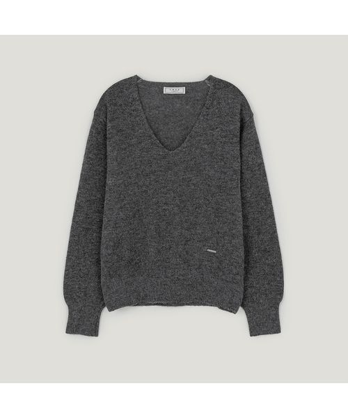 TWEE(トゥウィー)の「CULT Vネック ビビッド長袖ニット(ニット/セーター・レディース・ブルーグリーン/チャコールグレー/ワインレッド/ラベンダー・FREE)」の2枚目の写真