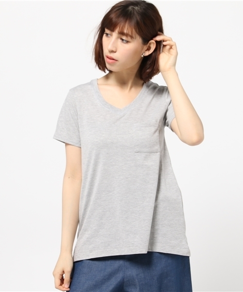 VENCEEXCHANGE（ヴァンスエクスチェンジ）の「ベーシックVネックTシャツ                 （Tシャツ/カットソー・レディース・オフホワイト/グレー/ダークグレー/ダークカーキ/ブラック・MEDIUM）」の16枚目の写真