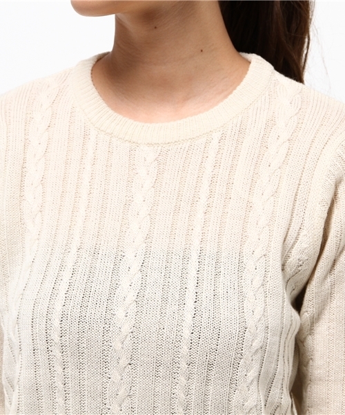 koe（コエ）の「ベーシックケーブルニットプルオーバー（ニット/セーター・レディース・ライトグレー/レッド/ネイビー/オフホワイト・L/M/S）」の8枚目の写真