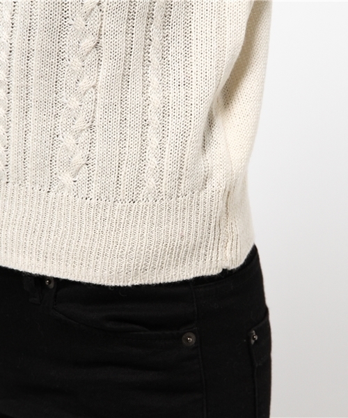 koe（コエ）の「ベーシックケーブルニットプルオーバー（ニット/セーター・レディース・ライトグレー/レッド/ネイビー/オフホワイト・L/M/S）」の10枚目の写真