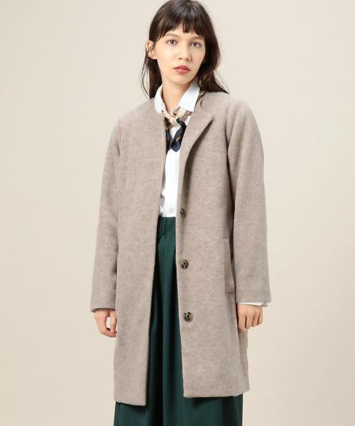 ビューティアンドユースユナイテッドアローズ／ノーカラーショートコート ベージュ BEAUTY&YOUTH UNITED ARROWS（ビューティーアンドユースユナイテッド