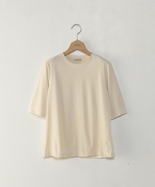 Steven Alan（スティーブンアラン）の「＜Steven Alan＞VELOUR CREW NECK CUT SEW/ｶｯﾄｿｰ（Tシャツ/カットソー・レディース・オフホワイト/ライトグレー/オレンジ系その他・FREE）」の2枚目の写真