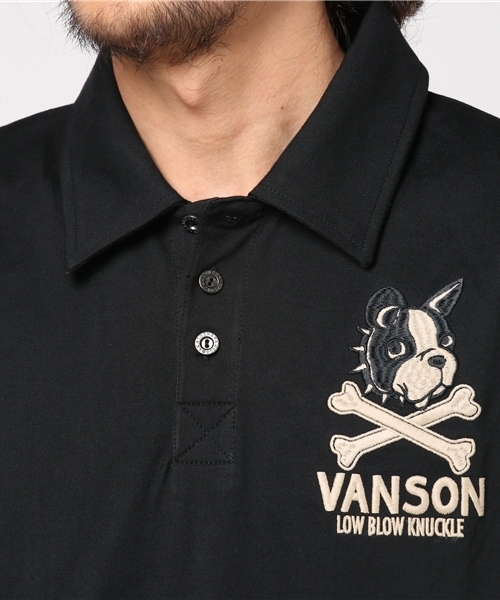 VANSON LOW BLOW KNUCKLE ポロシャツ 黒 L JACKROSE（ジャックローズ）の「LBK×Vanson ワンスタードッグポロ