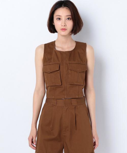 Another Edition(アナザーエディション)の「CHINO 2ポケットベルトVEST ◆(ベスト・レディース・ブラウン/ネイビー・FREE)」の10枚目の写真