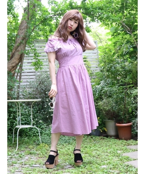 dazzlin（ダズリン）の「コットンビスチェロンパース（つなぎ/オールインワン・レディース・パープル/ブラウン/オフホワイト・FREE）」の9枚目の写真