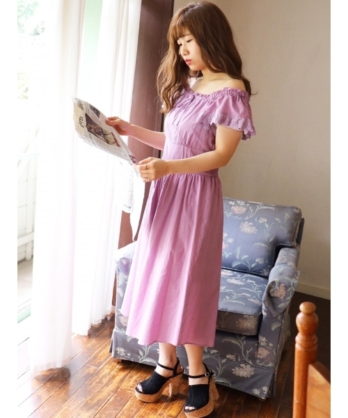 dazzlin（ダズリン）の「コットンビスチェロンパース（つなぎ/オールインワン・レディース・パープル/ブラウン/オフホワイト・FREE）」の12枚目の写真