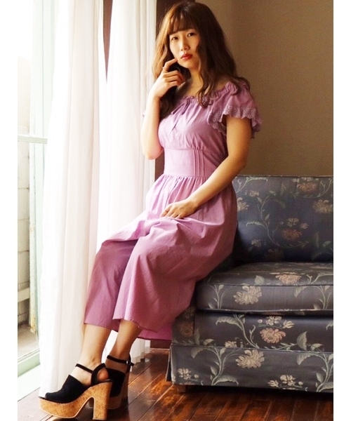 dazzlin（ダズリン）の「コットンビスチェロンパース（つなぎ/オールインワン・レディース・パープル/ブラウン/オフホワイト・FREE）」の14枚目の写真