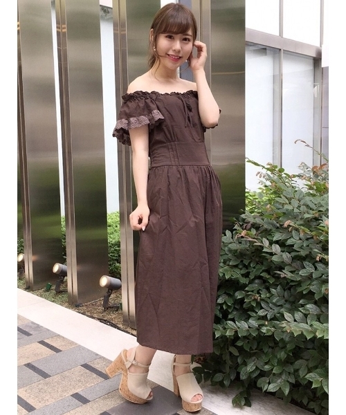 dazzlin（ダズリン）の「コットンビスチェロンパース（つなぎ/オールインワン・レディース・パープル/ブラウン/オフホワイト・FREE）」の17枚目の写真