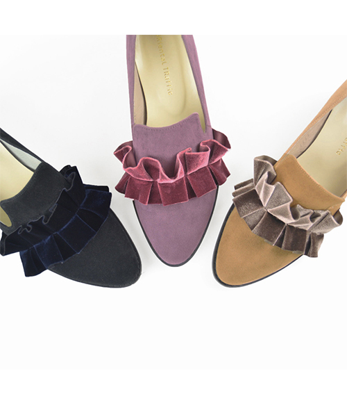 ORiental TRaffic（オリエンタルトラフィック）の「SPECIAL PRICE★ベロアフリルシューズ★7313（パンプス・レディース・パープル/ベージュ/ブラック・39/43/35/36/37/33/42/34/40/41/38）」の9枚目の写真