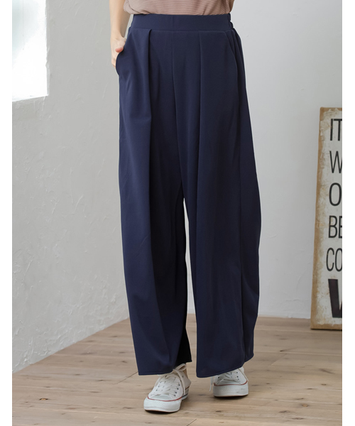 Re:EDIT(リエディ)の「薄手ポンチフロントタックワイドパンツ(その他パンツ・レディース・ブラック/ブラウン/レッド/ブルーグリーン/パープル/ネイビー/グリーン・MEDIUM/LARGE)」の4枚目の写真