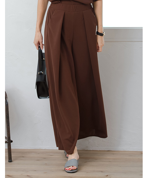 Re:EDIT(リエディ)の「薄手ポンチフロントタックワイドパンツ(その他パンツ・レディース・ブラック/ブラウン/レッド/ブルーグリーン/パープル/ネイビー/グリーン・MEDIUM/LARGE)」の2枚目の写真