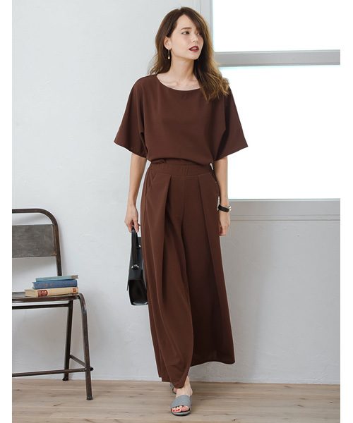 Re:EDIT(リエディ)の「薄手ポンチフロントタックワイドパンツ(その他パンツ・レディース・ブラック/ブラウン/レッド/ブルーグリーン/パープル/ネイビー/グリーン・MEDIUM/LARGE)」の17枚目の写真