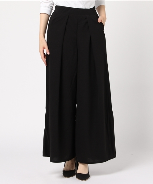 Re:EDIT(リエディ)の「薄手ポンチフロントタックワイドパンツ(その他パンツ・レディース・ブラック/ブラウン/レッド/ブルーグリーン/パープル/ネイビー/グリーン・MEDIUM/LARGE)」の1枚目の写真