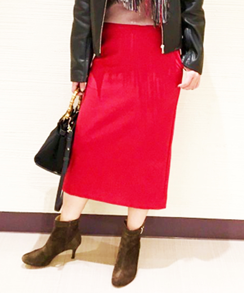 RIVE DROITE（リヴドロワ）の「ダブルクロスロングタイトスカート（スカート・レディース・ブラック/ベージュ/レッド・38/36）」の3枚目の写真