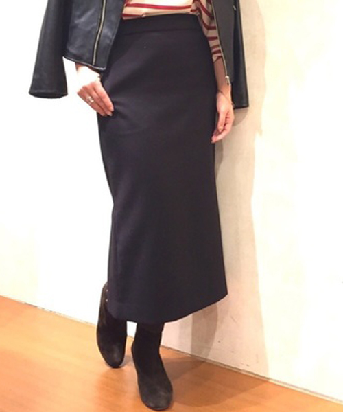 RIVE DROITE（リヴドロワ）の「ダブルクロスロングタイトスカート（スカート・レディース・ブラック/ベージュ/レッド・38/36）」の2枚目の写真