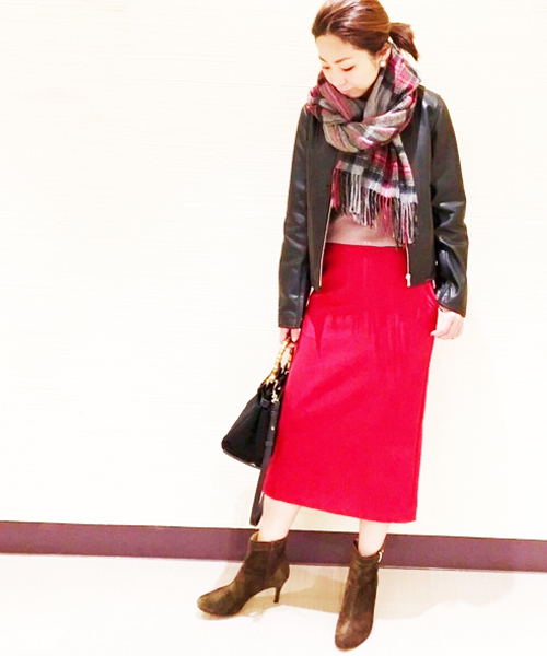 RIVE DROITE（リヴドロワ）の「ダブルクロスロングタイトスカート（スカート・レディース・ブラック/ベージュ/レッド・38/36）」の14枚目の写真