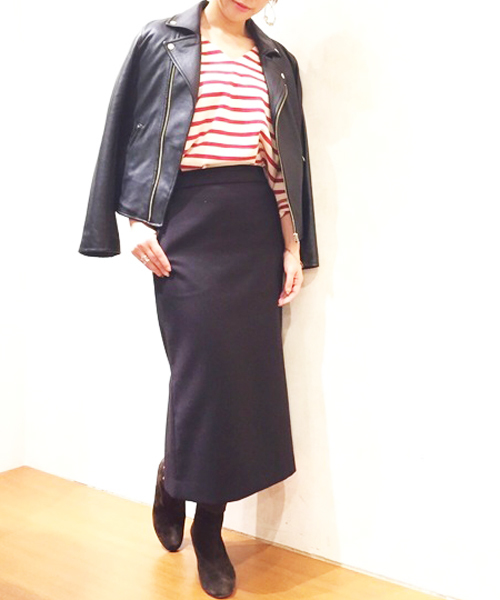 RIVE DROITE（リヴドロワ）の「ダブルクロスロングタイトスカート（スカート・レディース・ブラック/ベージュ/レッド・38/36）」の15枚目の写真