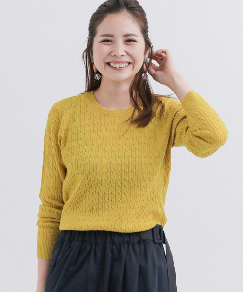 URBAN RESEARCH Sonny Label（アーバンリサーチサニーレーベル）の「ウォッシャブルウールケーブルプルオーバー（ニット/セーター・レディース・イエロー/オレンジ系その他/ブラック/ベージュ/グレー/オフホワイト・36/38）」の5枚目の写真