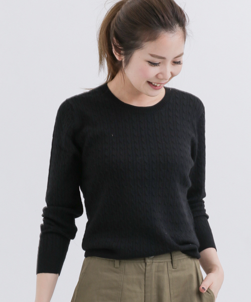 URBAN RESEARCH Sonny Label（アーバンリサーチサニーレーベル）の「ウォッシャブルウールケーブルプルオーバー（ニット/セーター・レディース・イエロー/オレンジ系その他/ブラック/ベージュ/グレー/オフホワイト・36/38）」の3枚目の写真