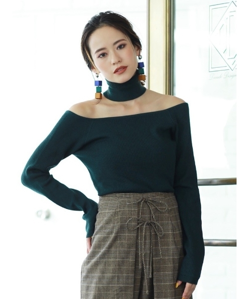MURUA(ムルーア)の「タートルチョーカー付ニット(ニット/セーター・レディース・ブラック/ボルドー/マスタード/グリーン・FREE)」の3枚目の写真
