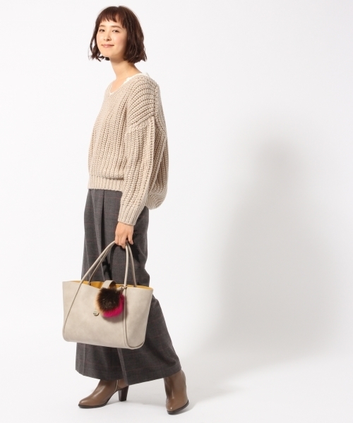 GLOBAL WORK（グローバルワーク）の「1.5ゲージロービングⅤプルオーバー/776607（Tシャツ/カットソー・レディース・オフホワイト/ベージュ/ネイビー/ボルドー・FREE）」の5枚目の写真