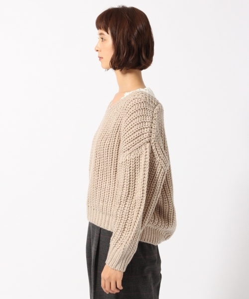 GLOBAL WORK（グローバルワーク）の「1.5ゲージロービングⅤプルオーバー/776607（Tシャツ/カットソー・レディース・オフホワイト/ベージュ/ネイビー/ボルドー・FREE）」の13枚目の写真