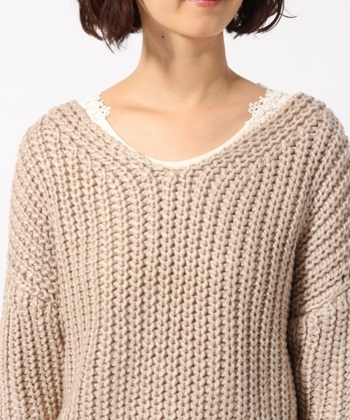 GLOBAL WORK（グローバルワーク）の「1.5ゲージロービングⅤプルオーバー/776607（Tシャツ/カットソー・レディース・オフホワイト/ベージュ/ネイビー/ボルドー・FREE）」の7枚目の写真