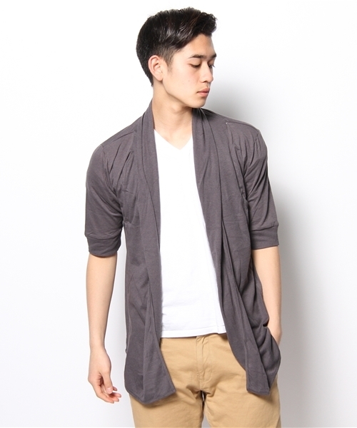 WEGO（ウィゴー）の「WEGO/ドレープロングカーディガン（5）（カーディガン/ボレロ・メンズ・ブラック/ダークグレー/ターコイズブルー/ワイン・MEDIUM/LARGE）」の3枚目の写真