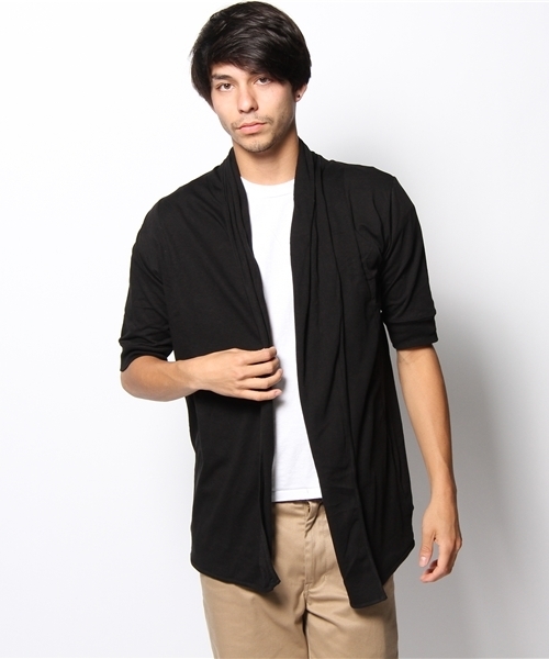 WEGO（ウィゴー）の「WEGO/ドレープロングカーディガン（5）（カーディガン/ボレロ・メンズ・ブラック/ダークグレー/ターコイズブルー/ワイン・MEDIUM/LARGE）」の2枚目の写真