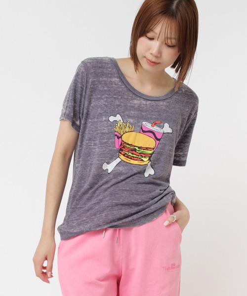 RNA（アールエヌエー）の「M0997 ボーンバーガーオパールウォッシュTシャツ（Tシャツ/カットソー・レディース・ホワイト/パープル/ピンク・MEDIUM）」の3枚目の写真