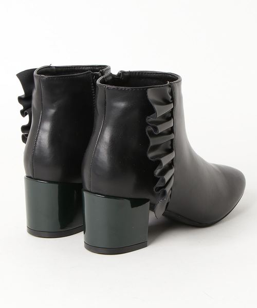 POU DOU DOU（プードゥドゥ）の「フリルショートブーツ（ブーツ・レディース・ブラック/ダークブラウン・4/3）」の4枚目の写真