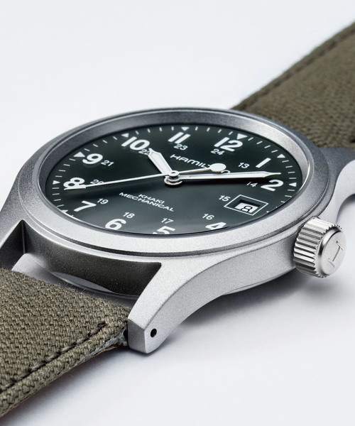 HAMILTON（ハミルトン）の「HAMILTON [ハミルトン] 腕時計 Khaki Field （カーキ フィールド）  メカニカル 機械式 38MM キャンバスベルト グリーン×グリーン（アナログ腕時計・メンズ・ダークグリーン・MEDIUM）」の7枚目の写真