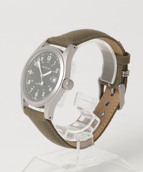 HAMILTON（ハミルトン）の「HAMILTON [ハミルトン] 腕時計 Khaki Field （カーキ フィールド）  メカニカル 機械式 38MM キャンバスベルト グリーン×グリーン（アナログ腕時計・メンズ・ダークグリーン・MEDIUM）」の9枚目の写真