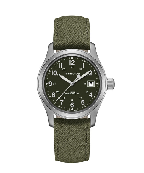 HAMILTON（ハミルトン）の「HAMILTON [ハミルトン] 腕時計 Khaki Field （カーキ フィールド）  メカニカル 機械式 38MM キャンバスベルト グリーン×グリーン（アナログ腕時計・メンズ・ダークグリーン・MEDIUM）」の13枚目の写真