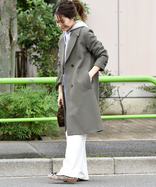 liflattie ships(リフラティ シップス)の「liflattie ships:メルトンシングルコート◇(チェスターコート・レディース・ネイビー/オリーブ/ピンク・SMALL/MEDIUM)」の4枚目の写真