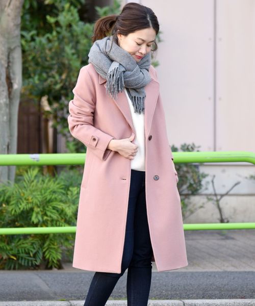 liflattie ships(リフラティ シップス)の「liflattie ships:メルトンシングルコート◇(チェスターコート・レディース・ネイビー/オリーブ/ピンク・SMALL/MEDIUM)」の6枚目の写真