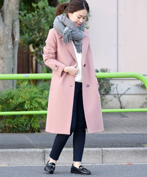 liflattie ships(リフラティ シップス)の「liflattie ships:メルトンシングルコート◇(チェスターコート・レディース・ネイビー/オリーブ/ピンク・SMALL/MEDIUM)」の20枚目の写真