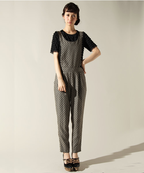 CORTES WORKS（コルテスワークス）の「【NET販売限定】ドット サロペット パンツ（サロペット/オーバーオール・レディース・グレー/ブラウン・36/38）」の2枚目の写真